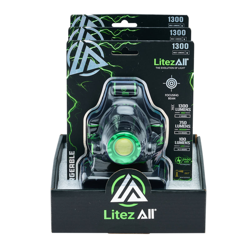 25188 - LA-1.3KHL-3/6 LitezAll Rechargeable 1300 Lumen Head Lamp