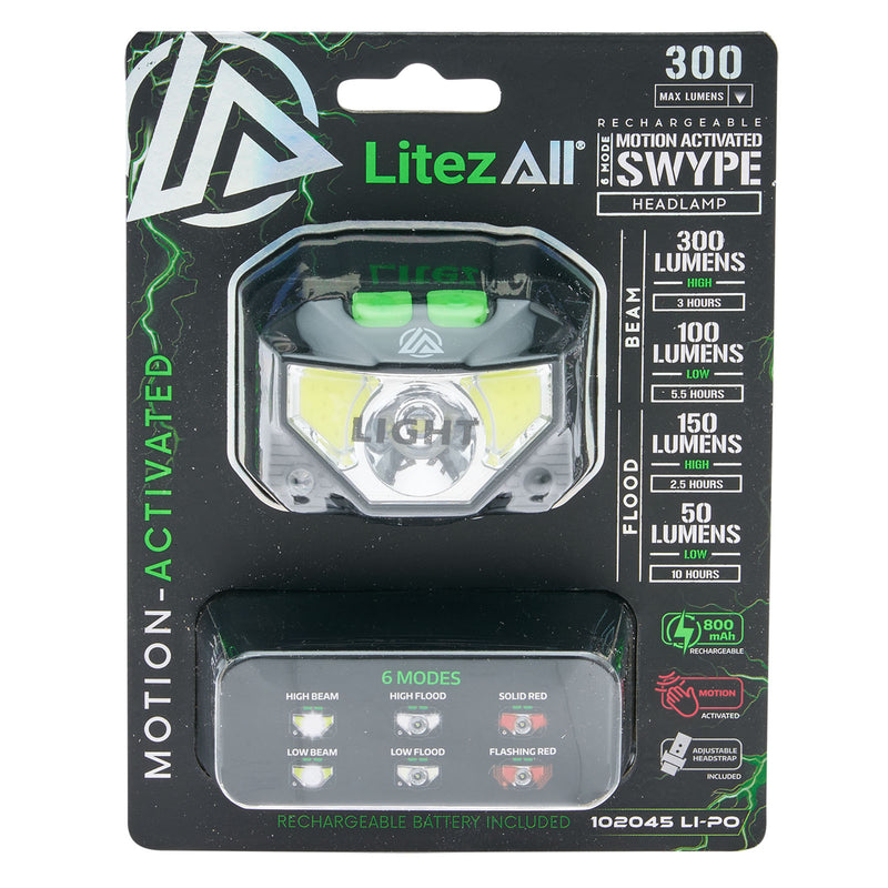 26079 - LA-SWYPE-6/12 LitezAll Motion Activated LED Headlamp