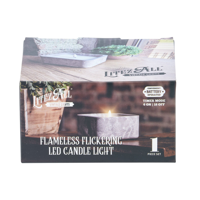 26956 - LA-CNDLSQ-2/8 LitezAll Flameless Candle in Decorative Holder