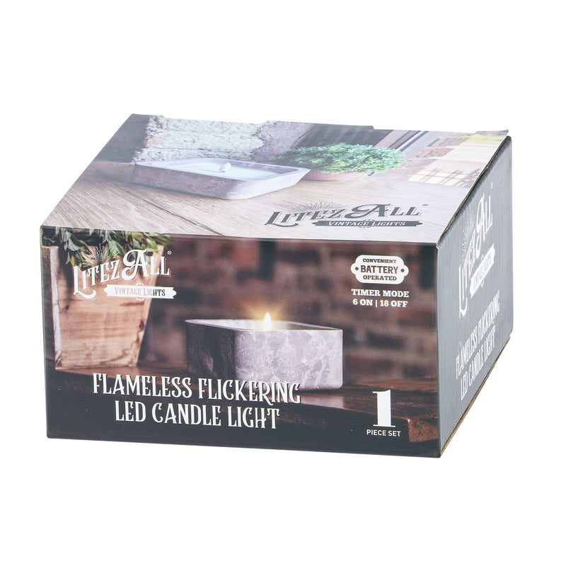 26956 - LA-CNDLSQ-2/8 LitezAll Flameless Candle in Decorative Holder