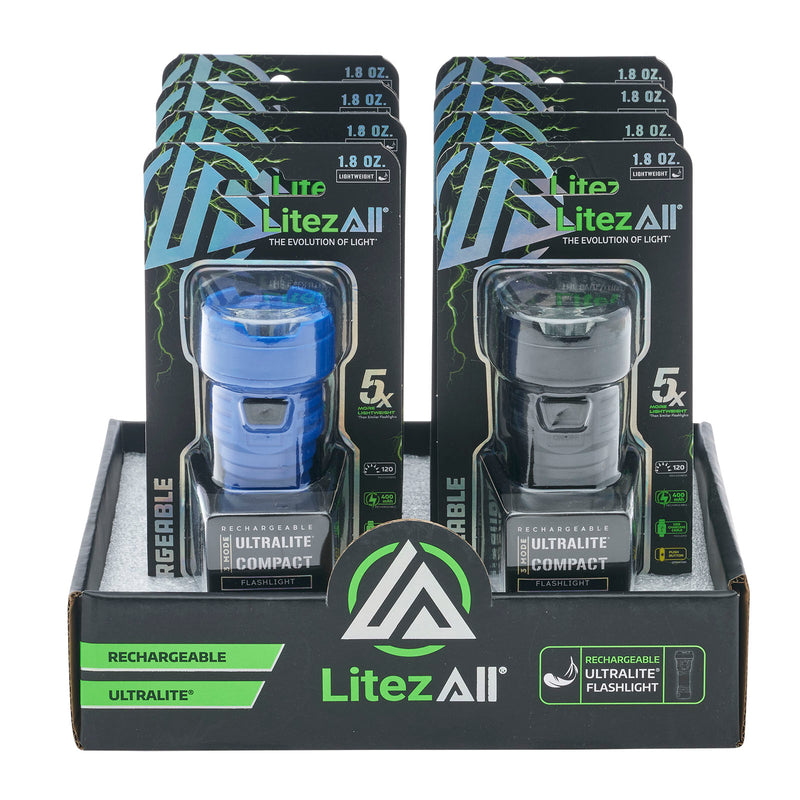 27601 - LA-BLBKRCHFL-8-24 LitezAll Ultralite Rechargeable 120 Lumen Flashlight