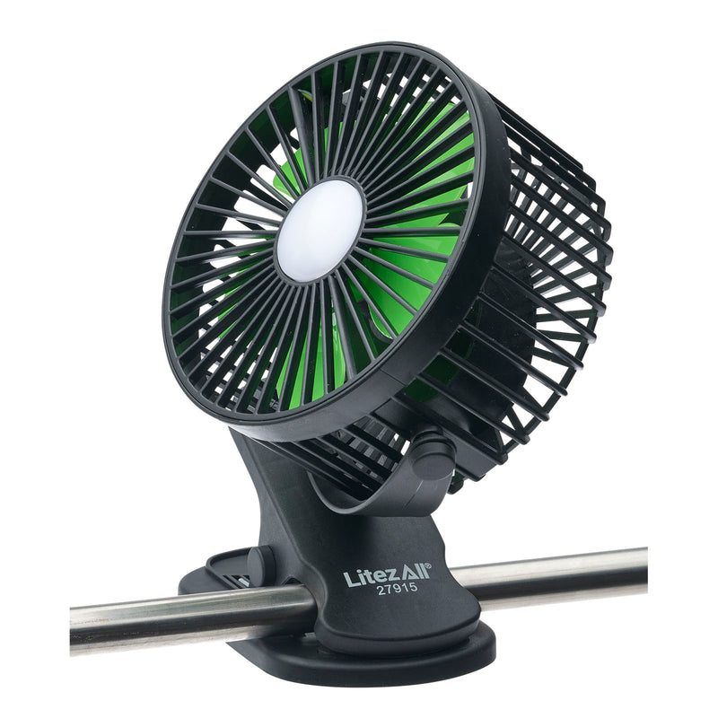 27915 - LA-RCHFAN2-4 LitezAll Rechargeable Clip On Fan with Light