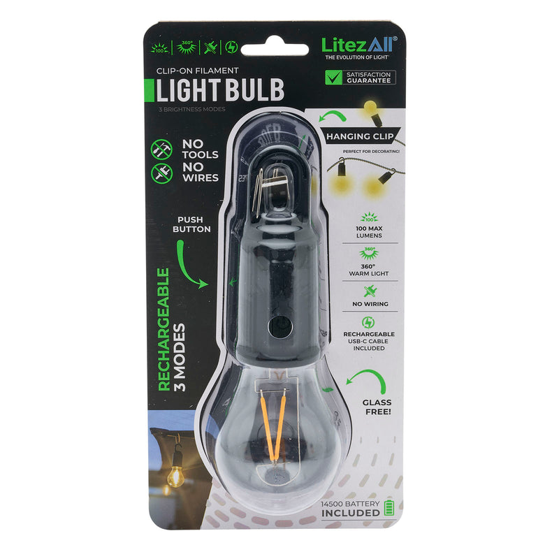 27946 - LA-COBBULB-8-24 LitezAll Rechargeable Warm White Bulb with Carabiner