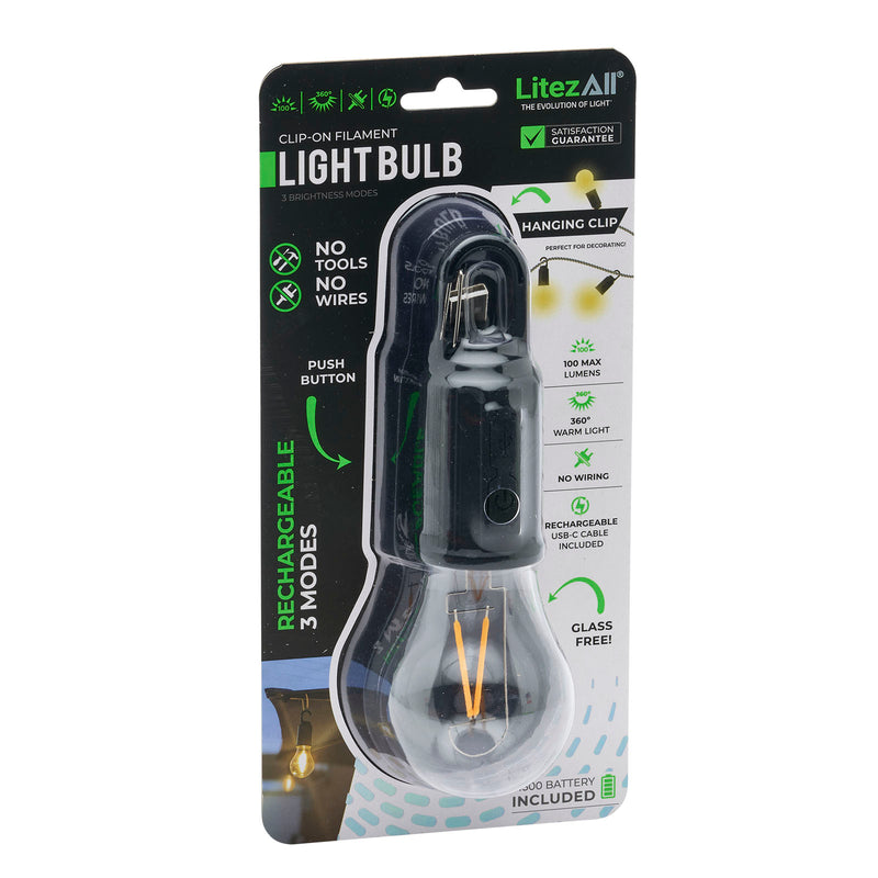 27946 - LA-COBBULB-8-24 LitezAll Rechargeable Warm White Bulb with Carabiner