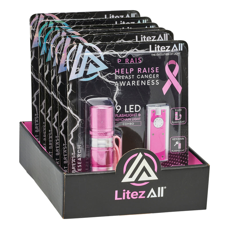 20541 - LA-9BCA-6/72 LitezAll Breast Cancer Awareness Pink Flashlight Keychain Combo