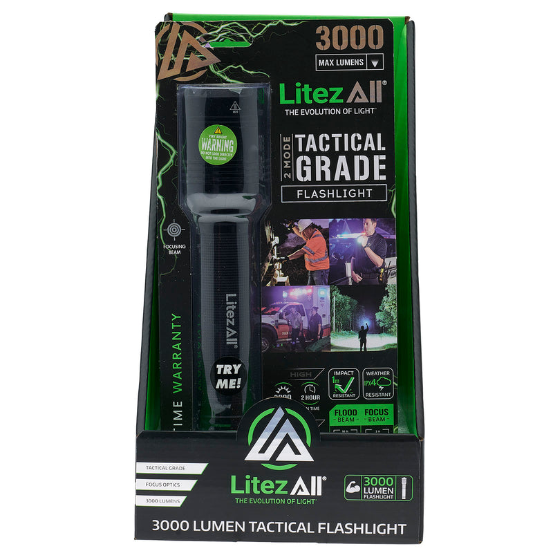 21524 - LA-3000LM-4:8/16 LitezAll 3000 Lumen Tactical Flashlight