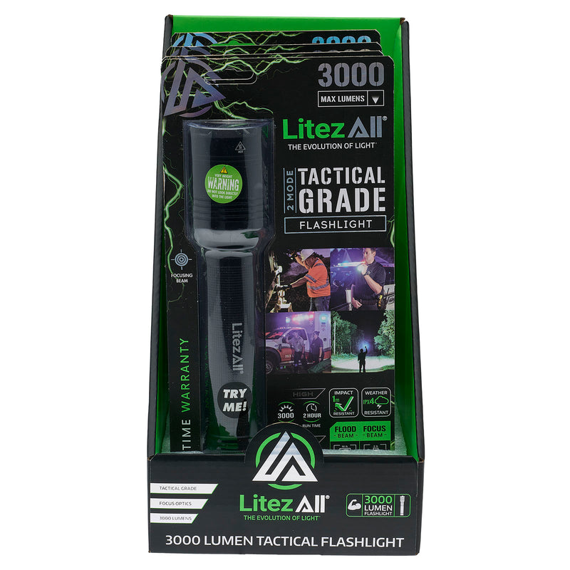 21524 - LA-3000LM-4:8/16 LitezAll 3000 Lumen Tactical Flashlight