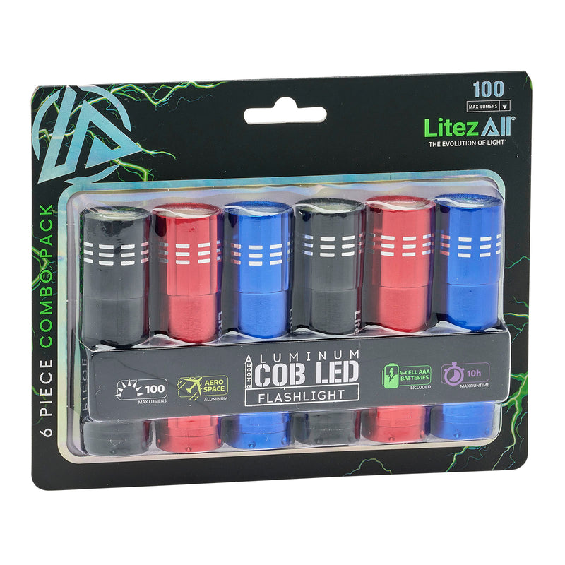 21791-6/12 - LA-COBFTHNx6-6/12 LitezAll Aluminum Pocket Flashlight 6 Pack