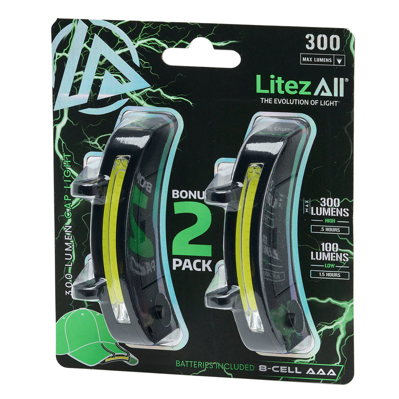 21999 - LA-CAPx2-8/24 LitezAll 300 Lumen COB LED Clip On Cap Light 2 Pack