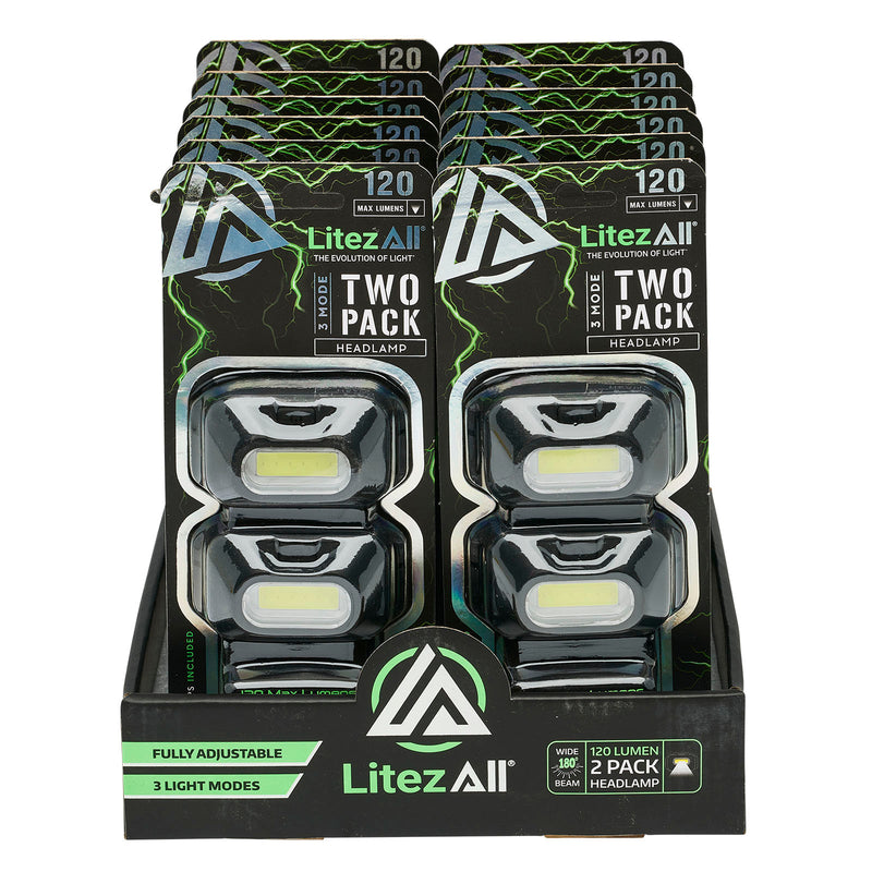 22996-12 - LA-HLMINIx2-12 LitezAll 120 Lumen Mini Headlamp 2 Pack