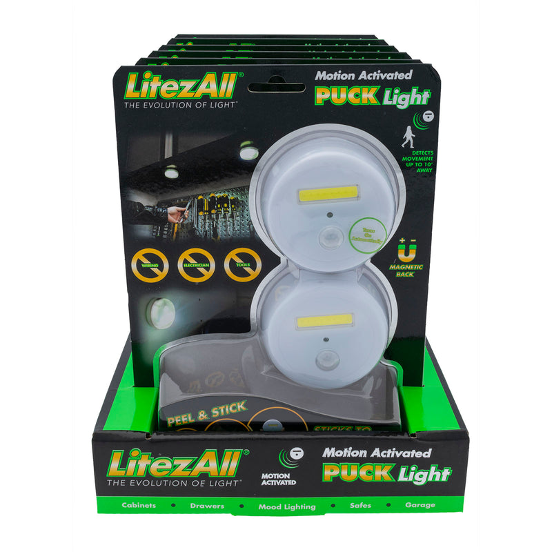 23054 - LA-SNSPKx2-6/24 LitezAll Motion Activated Puck Lights 2 Pack