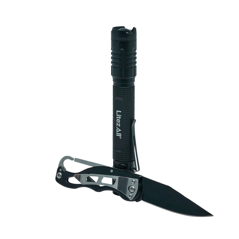 24099-6/24 - LA-280+KNF-6/24 LitezAll 280 Lumen Tactical Flashlight and Pocket Knife Combo