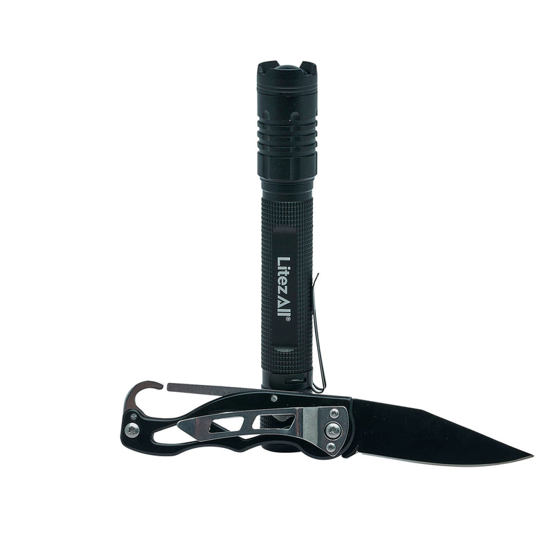 24099-6/24 - LA-280+KNF-6/24 LitezAll 280 Lumen Tactical Flashlight and Pocket Knife Combo