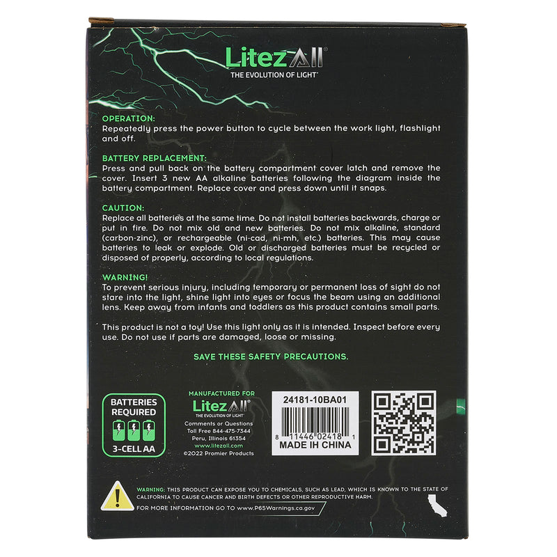 24181 - LA-WORK-6/24 LitezAll 250 Lumen Work Light with Flashlight