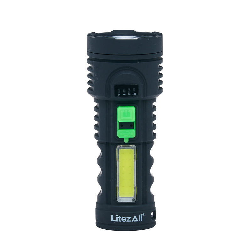 25164 - LA-ULTAC1-4/16 TPR Coated Rechargeable  Flashlight