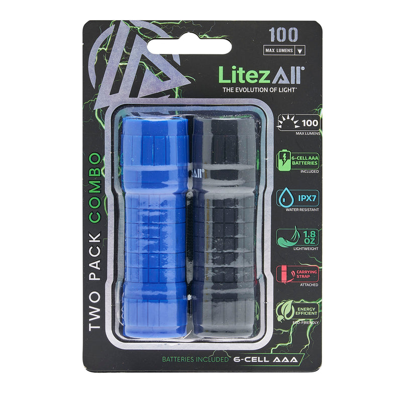 25706 - LA-COB14RBRx2 LitezAll Rubber Coated Pocket Flashlight 2 Pack