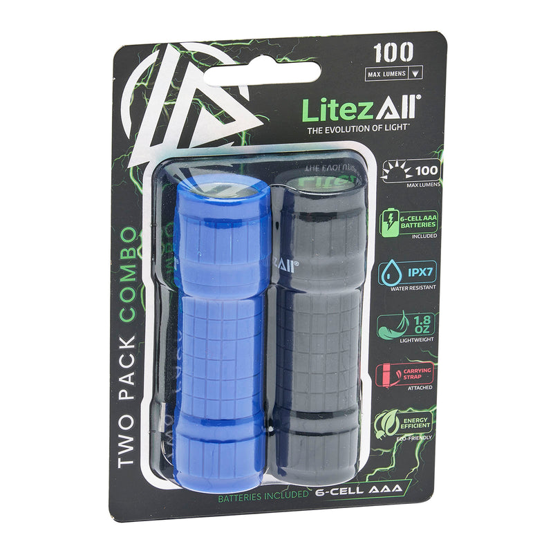 25706 - LA-COB14RBRx2 LitezAll Rubber Coated Pocket Flashlight 2 Pack