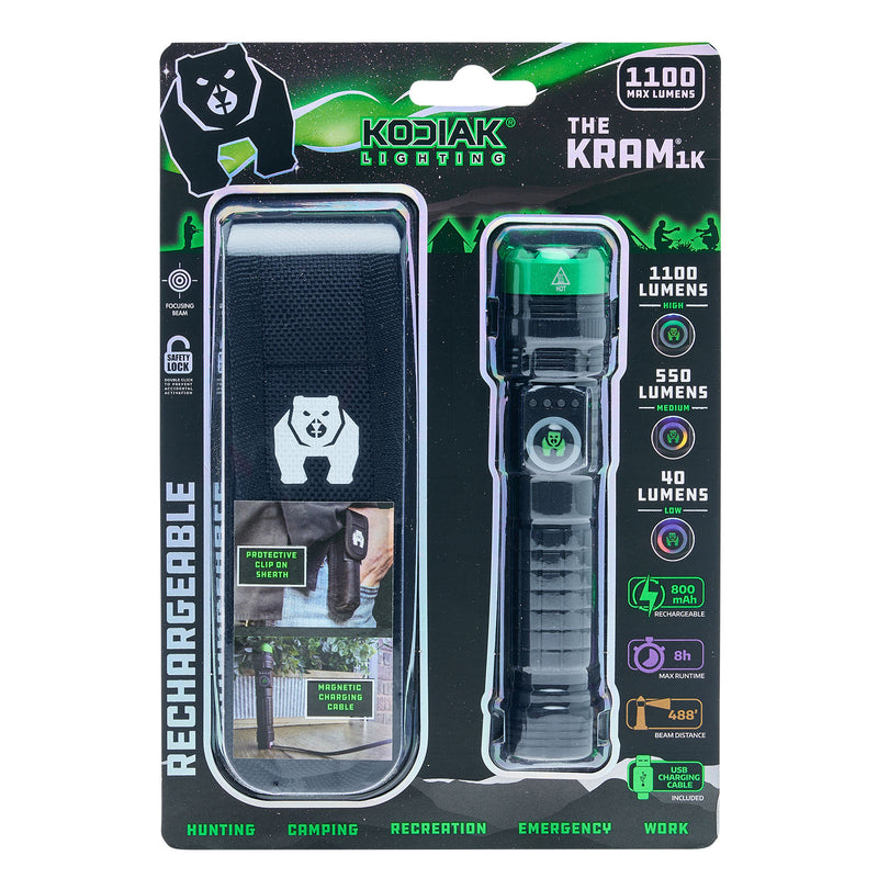 25843 -  K-1KMAGFL-6/12 Kodiak 1000 Lumen Rechargeable Tactical Flashlight with Magnetic Charging