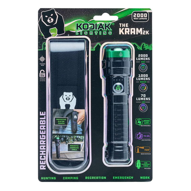 25850 - K-2KMAGFL-6/12  Kodiak 2000 Lumen Rechargeable Tactical Flashlight with Magnetic Charging
