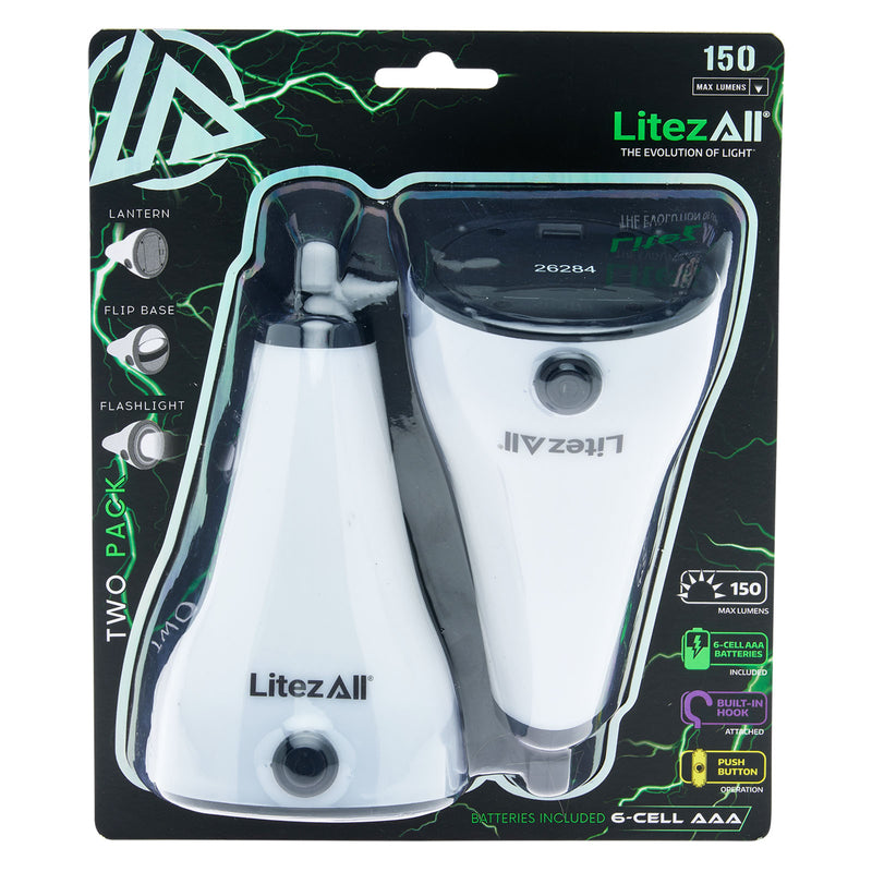 26284 - LA-FLLNx2-3/12 LitezAll 2-in-1 Lantern Flashlight 2 Pack